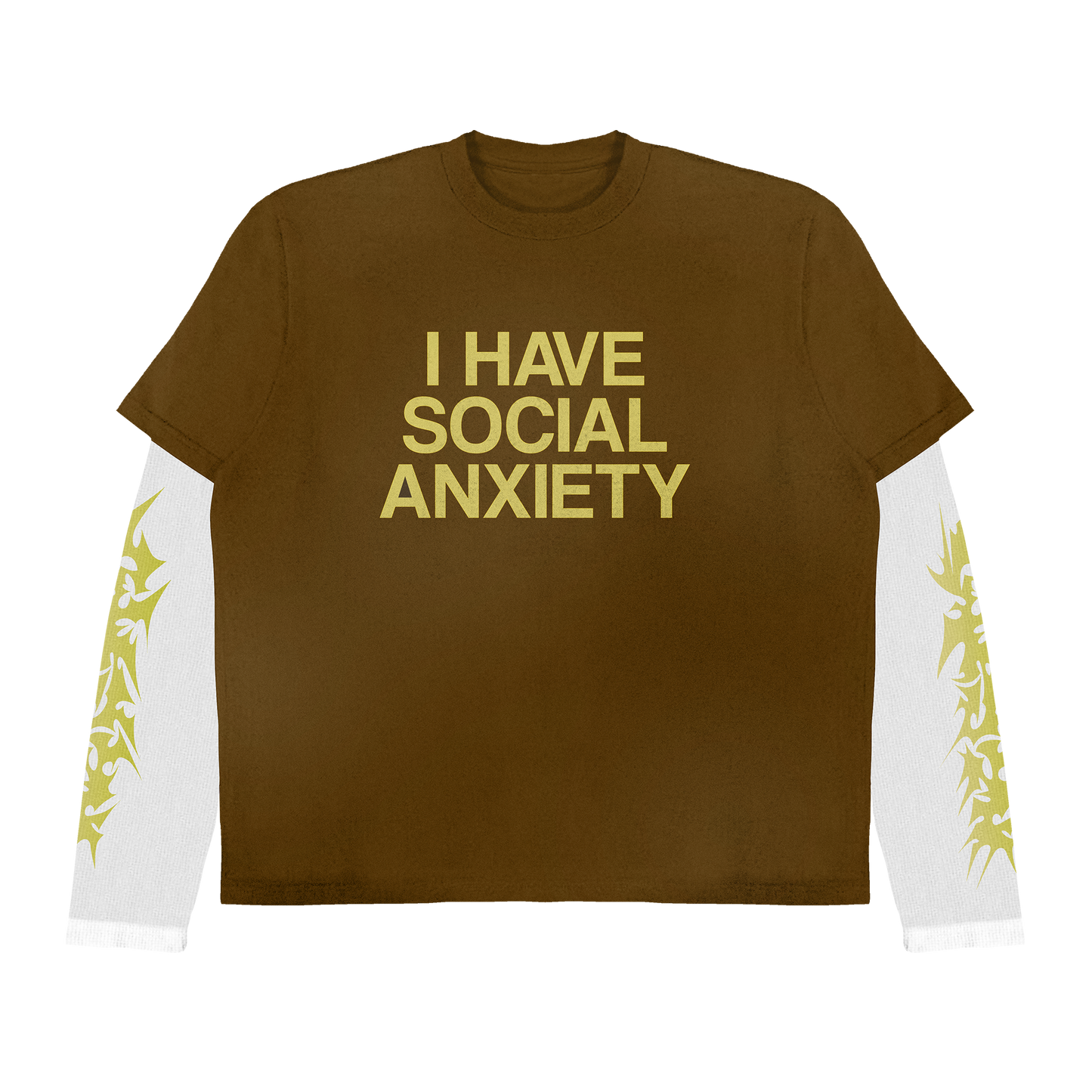 BROWN SOCIAL ANXIETY DOUBLE LAYERED TEE *PREORDER*