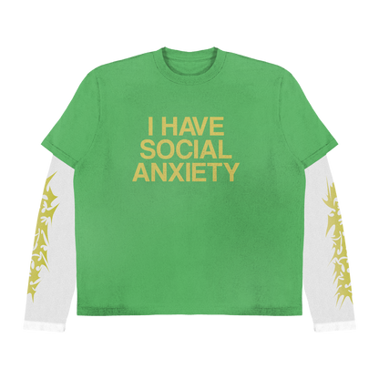 GREEN SOCIAL ANXIETY DOUBLE LAYERED TEE *PREORDER*