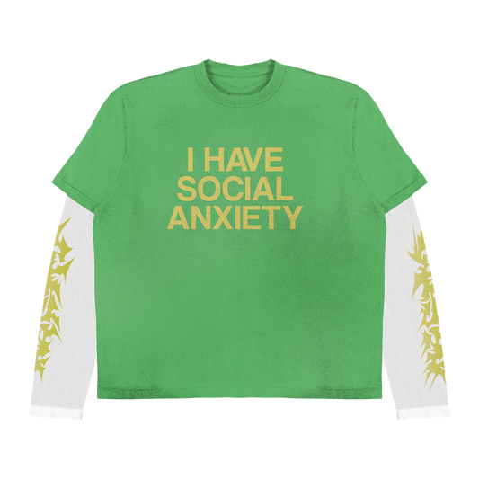 GREEN SOCIAL ANXIETY DOUBLE LAYERED TEE *PREORDER*