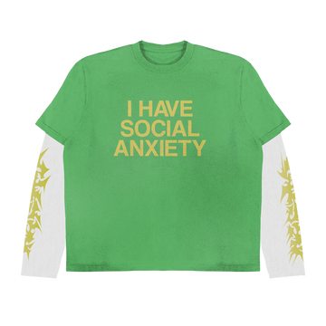 GREEN SOCIAL ANXIETY DOUBLE LAYERED TEE [PREMADE READY TO SHIP]