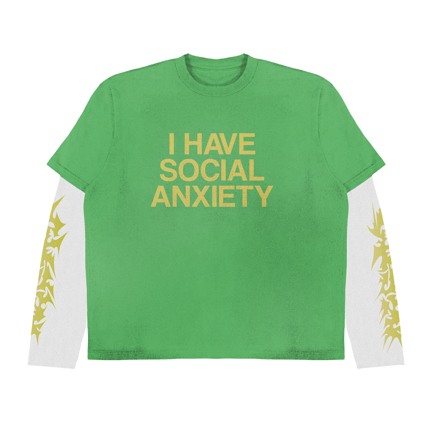 GREEN SOCIAL ANXIETY DOUBLE LAYERED TEE [PREMADE READY TO SHIP]