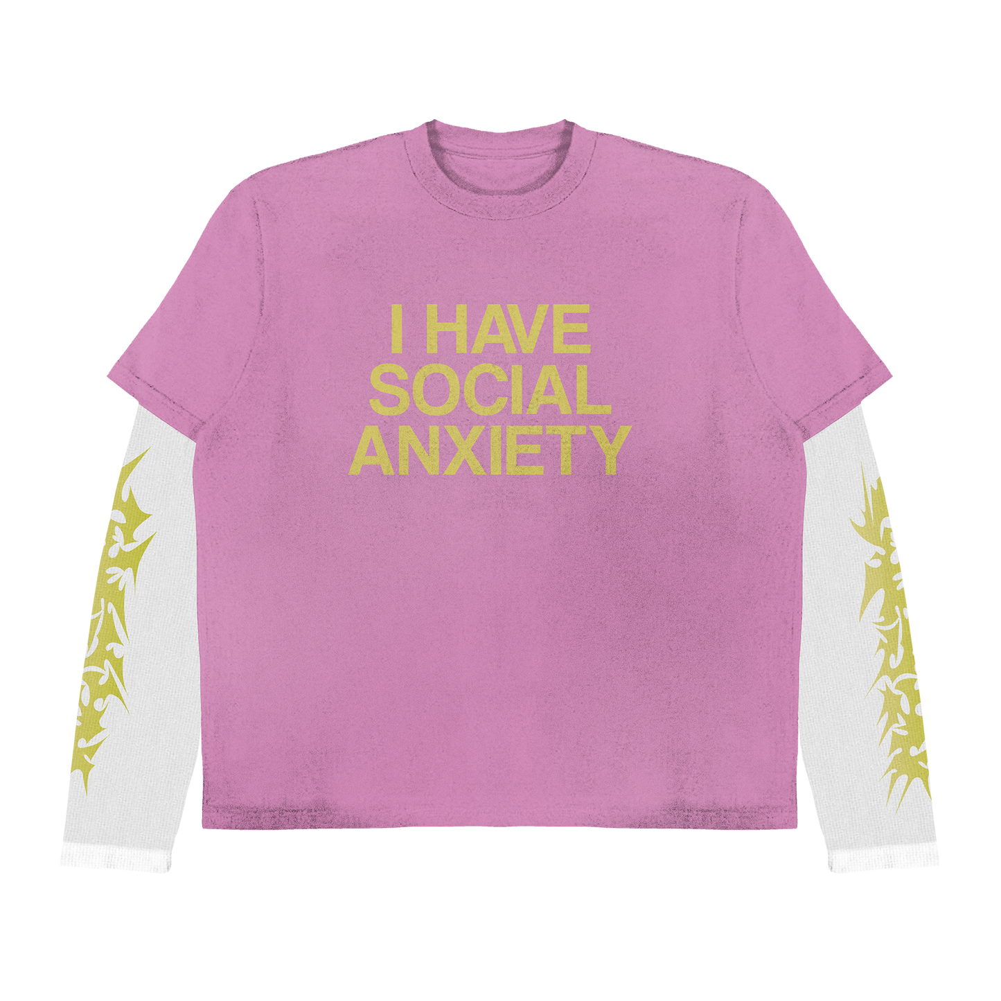 PINK SOCIAL ANXIETY DOUBLE LAYERED TEE *PREORDER*