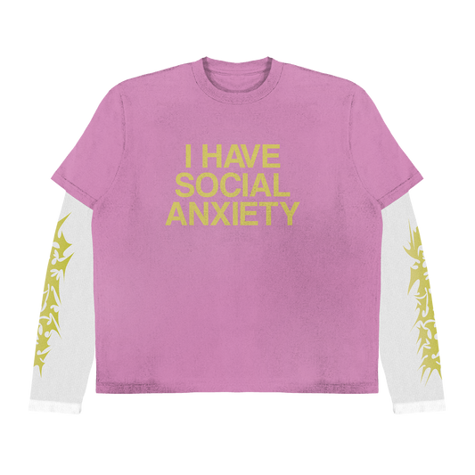 PINK SOCIAL ANXIETY DOUBLE LAYERED TEE *PREORDER*