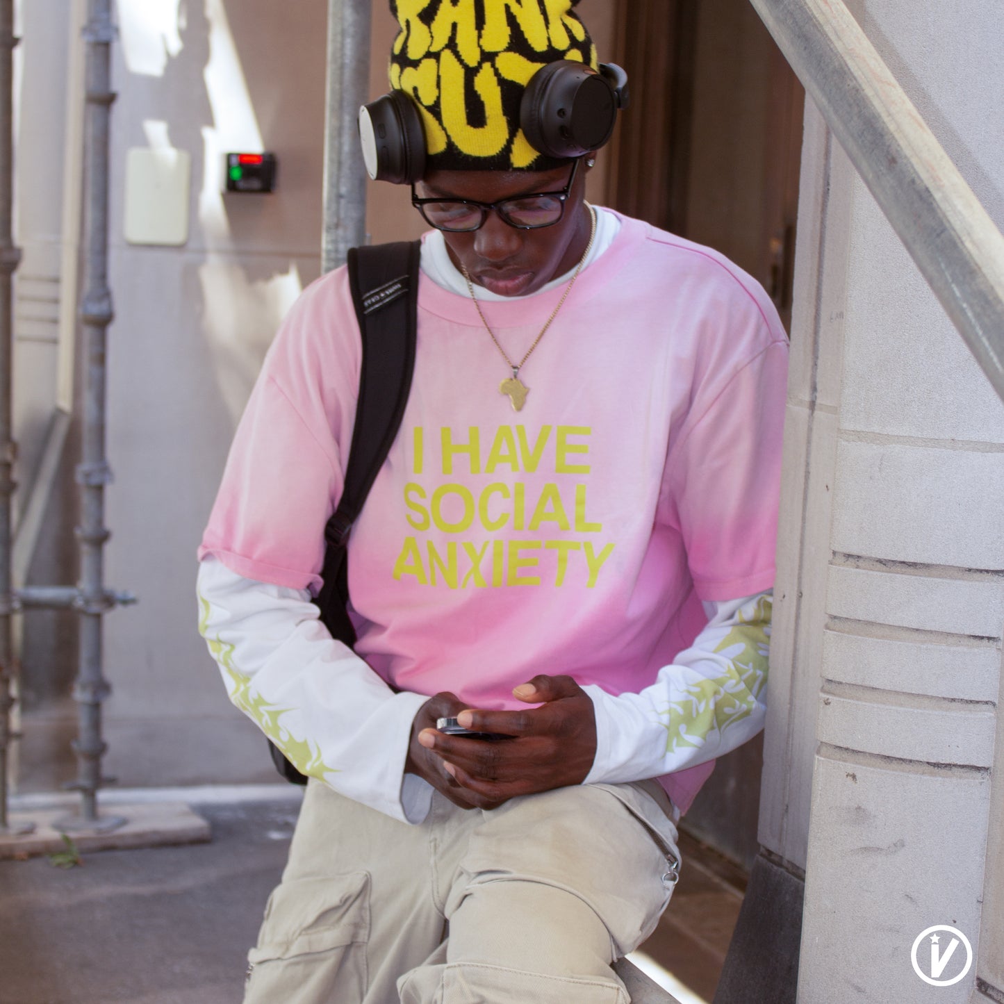 PINK SOCIAL ANXIETY DOUBLE LAYERED TEE *PREORDER*